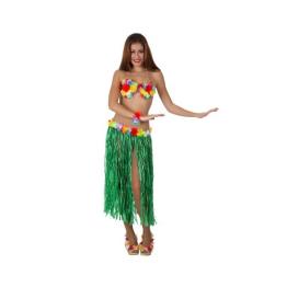 Falda larga hawaiana con top y accesorios.