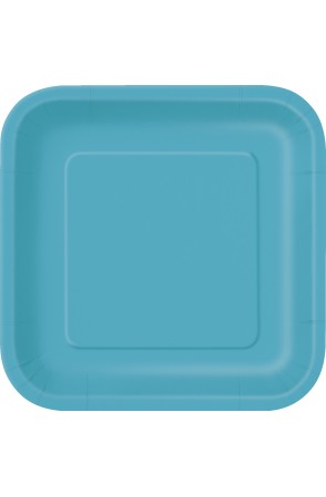 14 platos cuadrados color aguamarina (23 cm) - Línea Colores Básicos