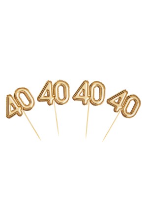 20 toppers decorativos "40" en dorado - Glitz & Glamour Black & Gold