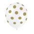 6 globos blancos con topos dorados (30 cm)