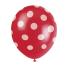 6 globos rojos con topos blancos (30 cm)