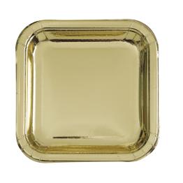 8 platos cuadrados dorados (23 cm) - Línea Colores Básicos
