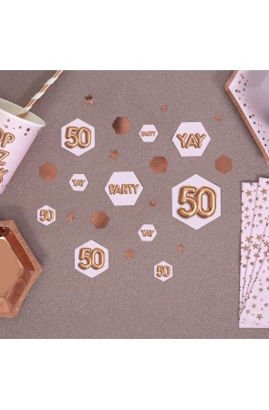 Confeti para mesa "50" - Glitz & Glamour Pink & Rose Gold