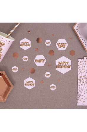 Confeti para mesa "Happy Birthday" - Glitz & Glamour Pink & Rose Gold