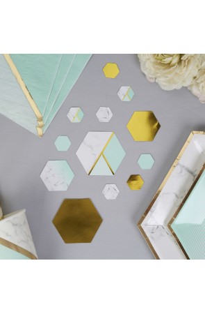 Confeti para mesa estampado geométrico verde menta - Colour Block Marble