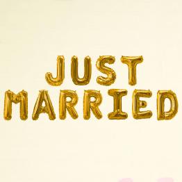 Globo foil "Just married" en dorado - Glitz & Glamour Black & Gold