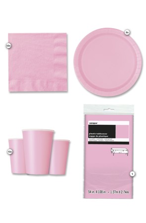 Kit de fiesta rosa 8 personas