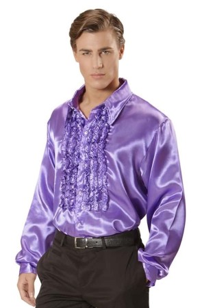 Camisa Disco Violeta Años 70 adulto