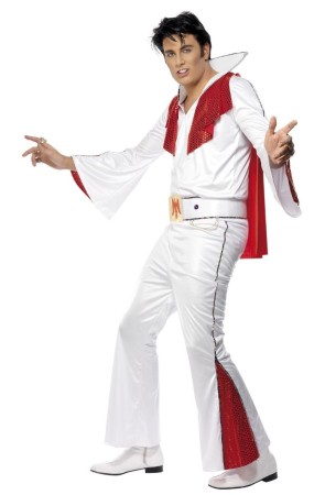 Disfraz de Elvis Blanco Lujo para adulto