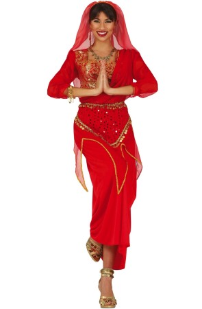 Disfraz de India Bollywood Rojo para Mujer
