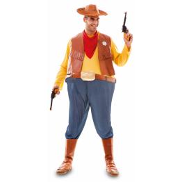 Disfraz de Sherif Vaquero Woody Gordo adulto