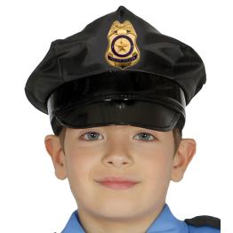 Gorra de policía negro infantil^