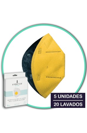 Mascarillas de Colores Más de 20 Lavados Reutilizables Pack de 5  Amarillas
