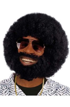 Peluca disfraz Afro Barba y Bigote.